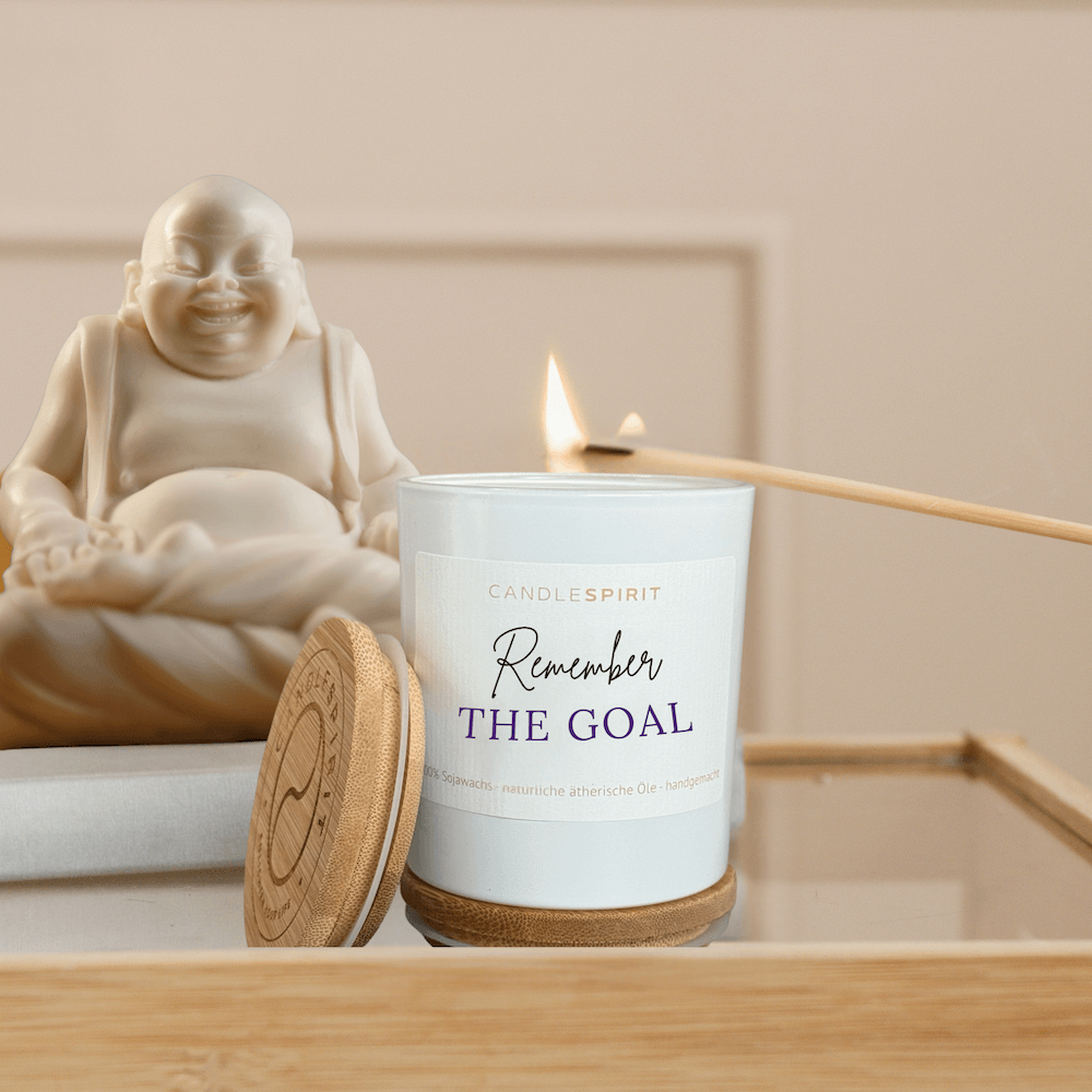 "Remember the goal" | Aromatherapie Kerze | Meditation passend je Duft im Bambusdeckel