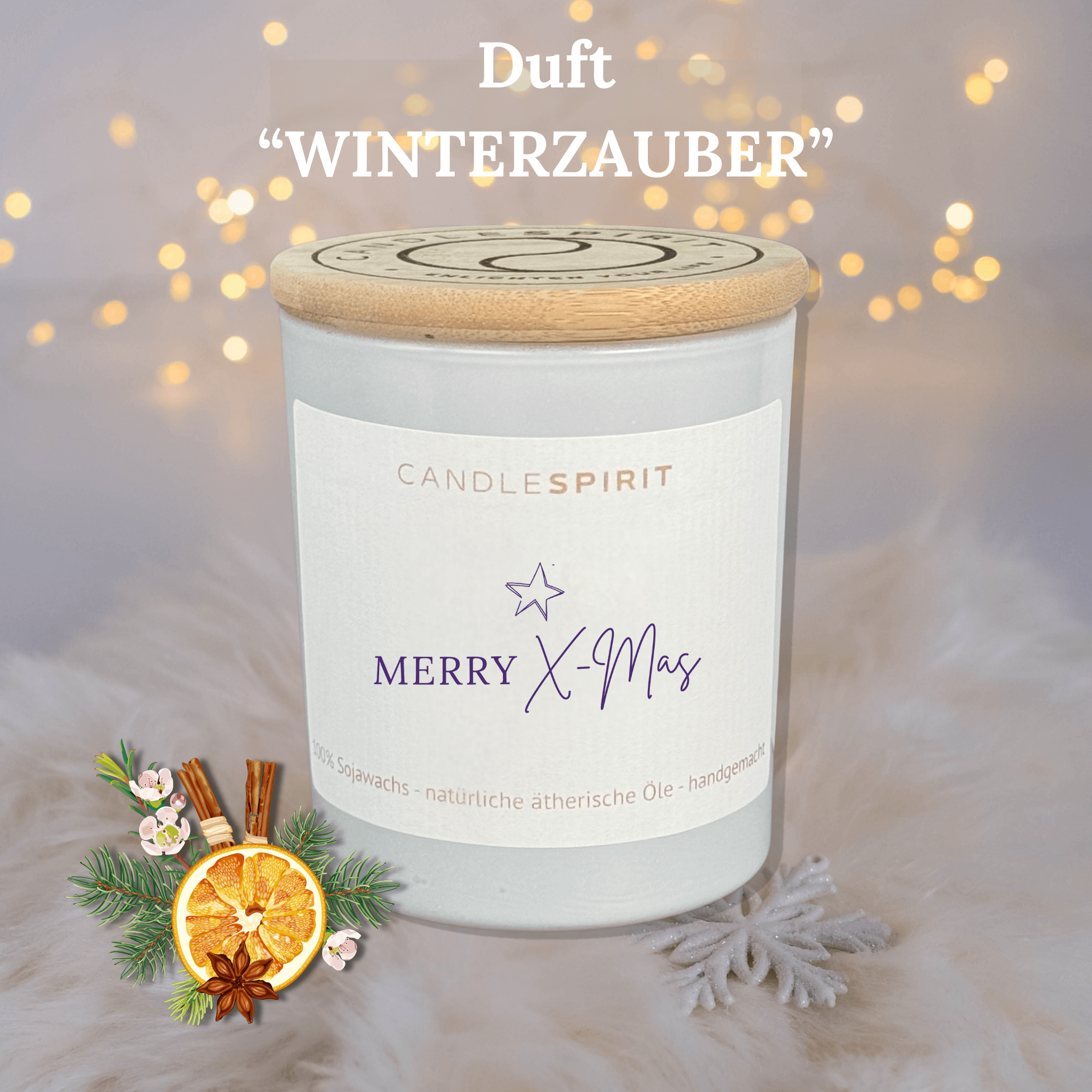 "Merry X-Mas" | Aromatherapie Kerze Duft WINTERZAUBER | Meditation Winterreise im Bambusdeckel