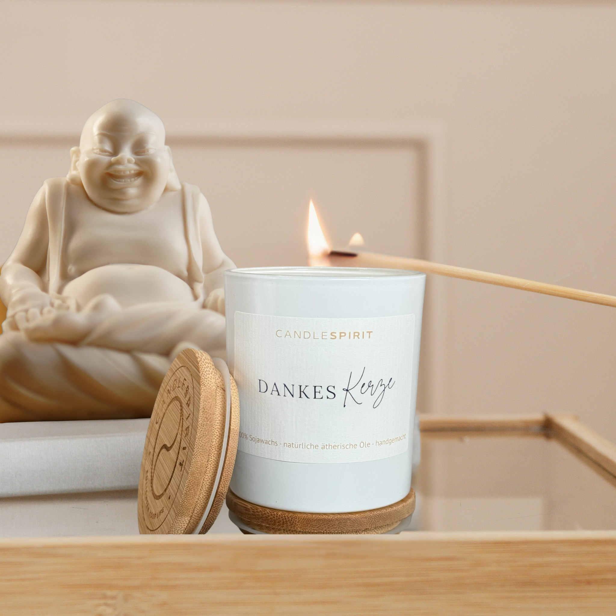 Aromatherapiekerze "Dankeskerze" Ansicht Buddha