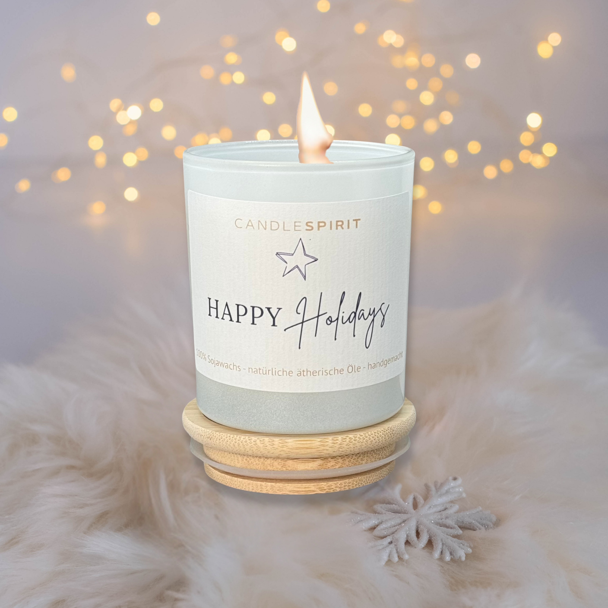 "Happy Holidays" | Aromatherapie Kerze Duft WINTERZAUBER | Meditation Winterreise im Bambusdeckel