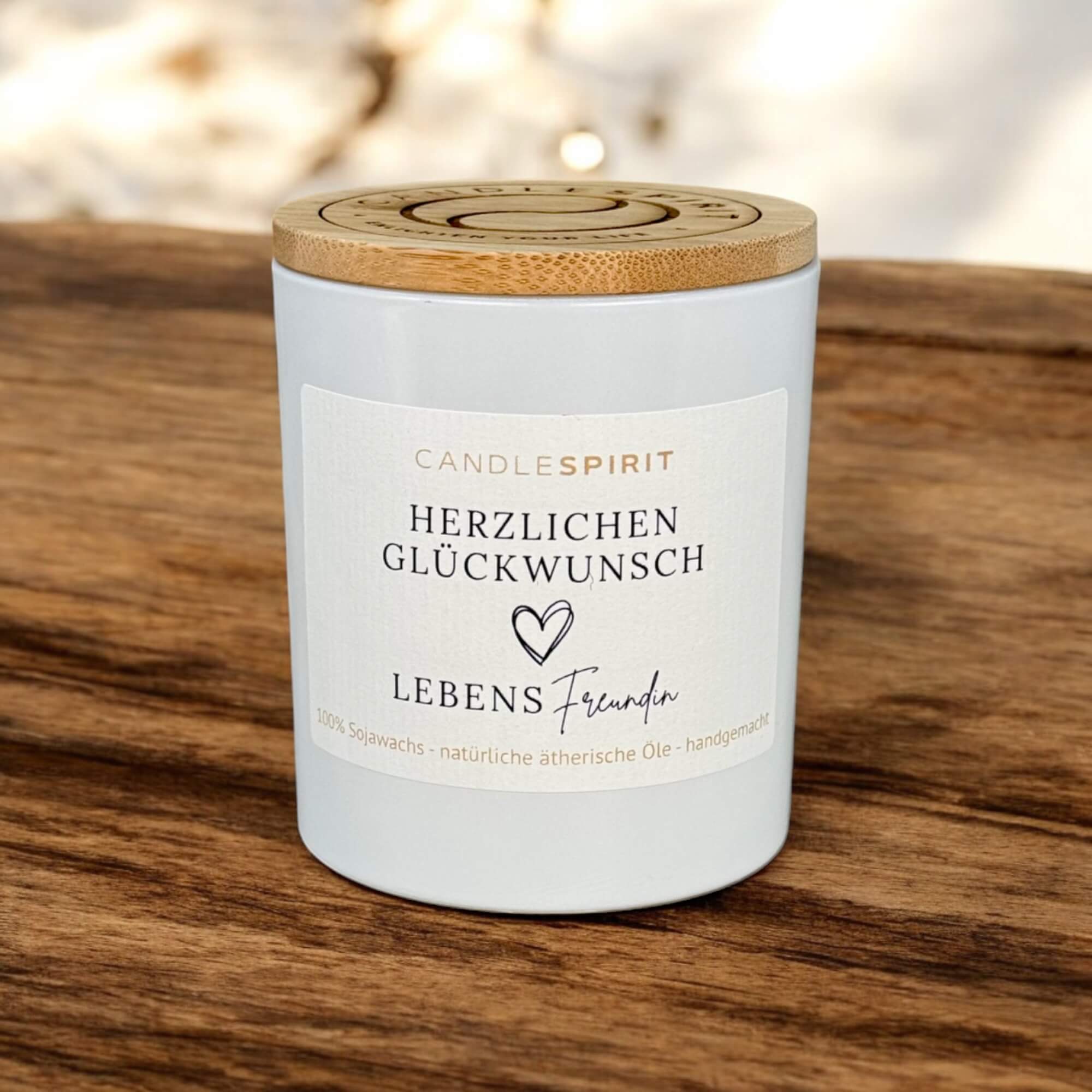 "Herzlichen Glückwunsch, Lebensfreundin" | Aromatherapiekerze