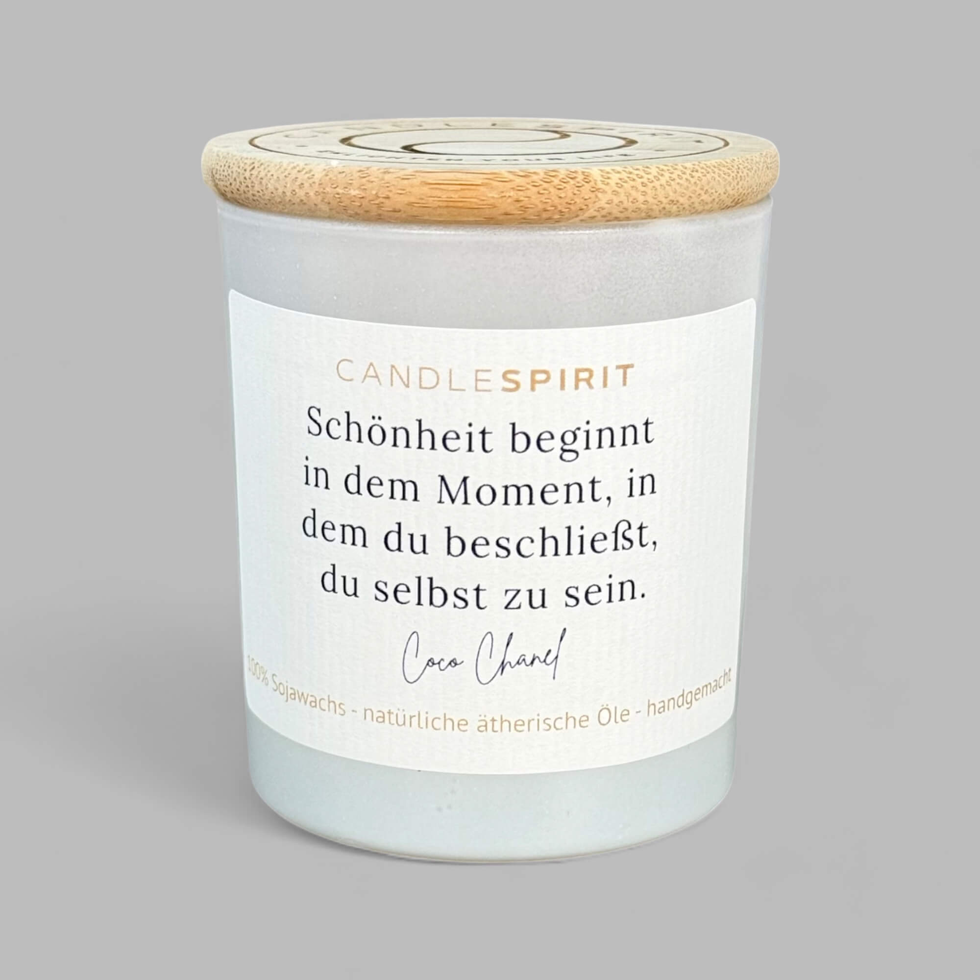 "Schönheit beginnt in dem Moment, in dem du beschließt du selbst zu sein. Coco Chanel" | Aromatherapie Kerze