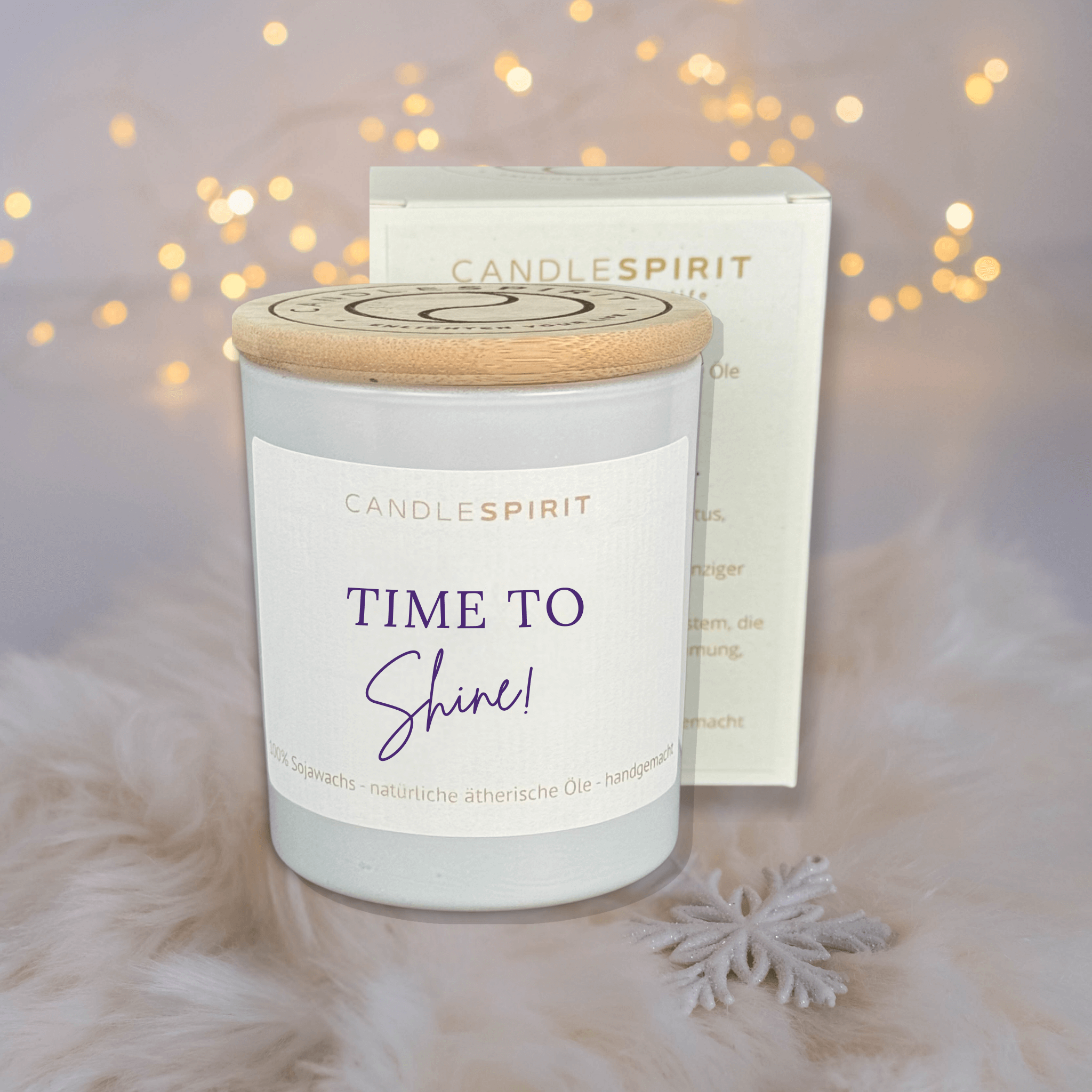 "Time to Shine!" | Aromatherapie Kerze Duft WINTERZAUBER | 300ml oder 200ml Glas mit Bambusdeckel